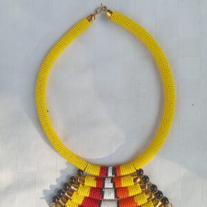 Maasai Beaded Collar Necklace – Yellow Multicolor