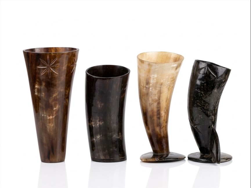Handmade Natural Horn Drinking Cups & Tumblers – Rustic Polished Horn Drinkware (Assorted Styles)