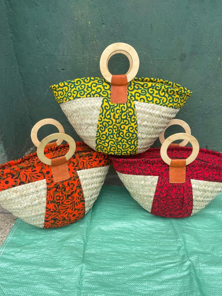 African Ankara Woven Basket Bag / Kitenge Kikapu Tote / Mini Tote
