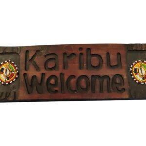 Carved Wooden Karibu Sign / African Welcome Sign / Door Plaque