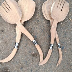 Store Wooden Elbow Salad Server Set / Wambui Spoon and Fork