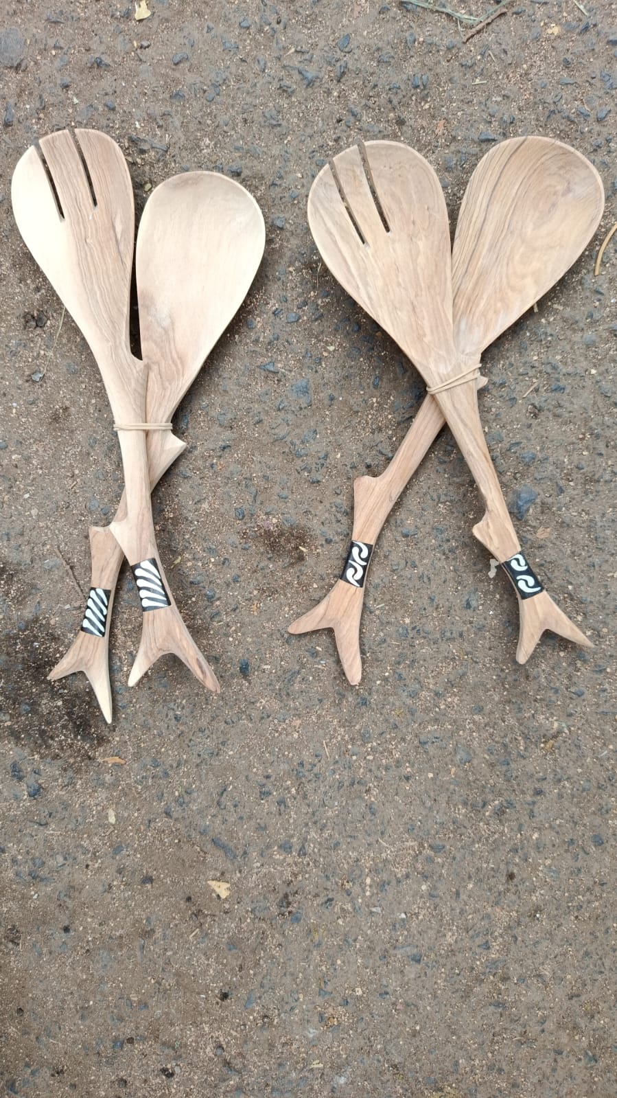 Wooden Branch Salad Server Set / Pair of Spoon and Fork