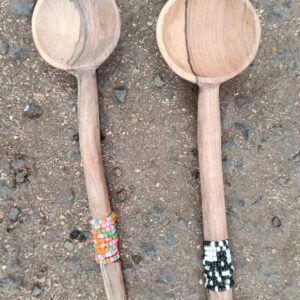 Wooden Beaded Teaspoon / Seed Bead Handle Coffee Spoon