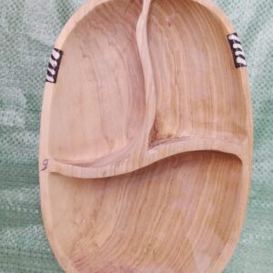 Wooden 3 Compartment Serving Tray / Divided Snack Platter