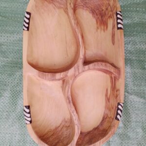 Store Wooden Divided 4 Bowl / 4 Section Oval Snack Server