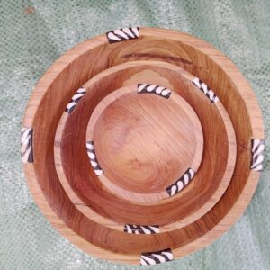 Wooden Round Bowl Set / Nesting Bowls 8, 6 & 4 Inch, Set of 3