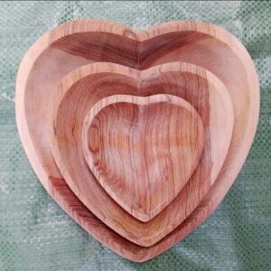 Wooden Heart Bowl Set / Love Nesting Bowls, Set of 3