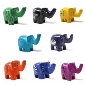 Kisii Soapstone Elephant Figurine / Mini Colorful Statue