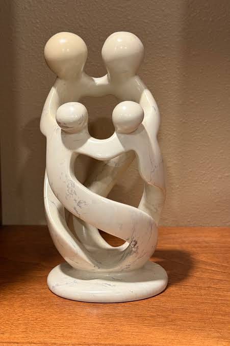 Kisii Soapstone Family Sculpture / Abstract African Statue