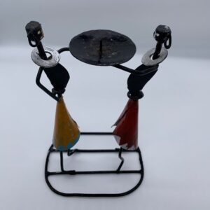 Store African Metal Candle Holder / Two Women Recycled Figurine