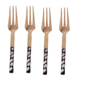 Wooden Batik Fork / Olive Wood Bone Handle Appetizer Fork