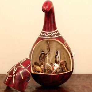 Gourd Nativity Set / Painted Hand Carved Christmas Crib