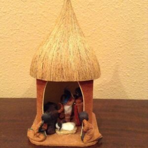 Store African Hut Nativity Set / Mini Thatched Roof Christmas Crib