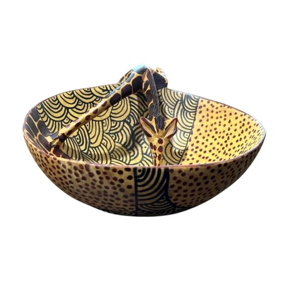 Wooden Animal Bowl / Hand Carved Safari Snack and Nut Dish