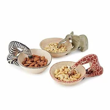 Wooden Animal Bowl / Hand Carved Safari Snack and Nut Dish