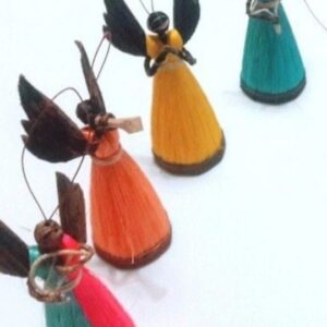 Colorful Sisal Angel Ornament / Handmade African Dyed Angel