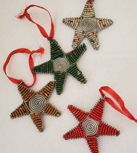 Beaded Star Christmas Ornament / Handmade African Wire Star