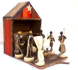 Store African Nativity Scene with Stable / Handmade Christmas Crib