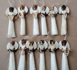 Sisal Angel Christmas Ornament / Handmade African Tree Angel