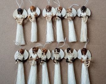 Sisal Angel Christmas Ornament / Handmade African Tree Angel