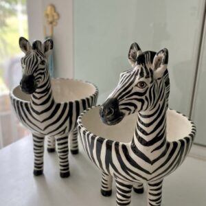 Wooden Animal Planter Bowl / Giraffe Zebra Trinket Dish
