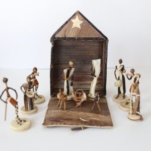 Store African Nativity Set / Handmade Christmas Crib with Stable