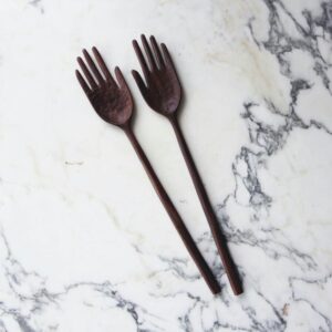 Wooden Salad Hands / Hand Shaped Serving Utensils, Pair