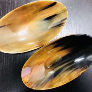 Oval Horn Bowl / Handmade, Polished Cow Horn Serving Platter