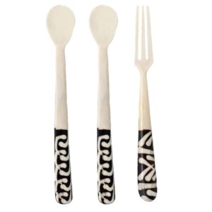 Batik Bone Spoon / Handmade Long Handle Bone Appetizer Spoon